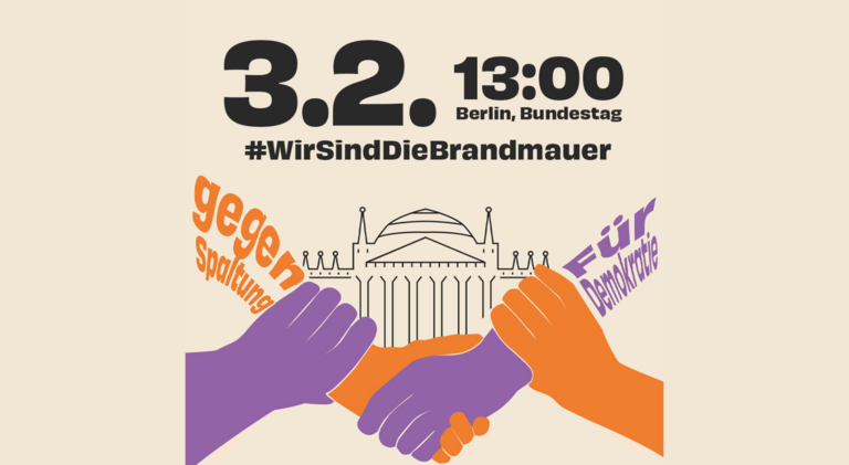 Hand umschließen den Bundestag