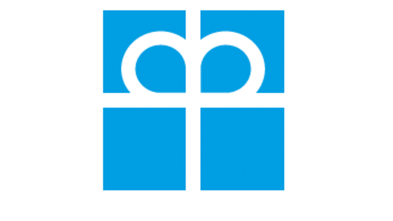 Diakonie-Logo "Kronenkreuz" vier türkisblaue Quadrate von einem weißen Kreuz durchschnitten und zwei weißen Bögen, die die Krone symbolisieren